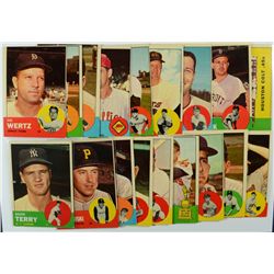 1963 TOPPS LOT (18cds), MAZEROSKI, RALPH TERRY, TONY TAYLOR PLUS OTHERS