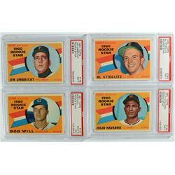4 - 1960 TOPPS #140,144,145,147. PSA 1-MINT 9 (OC) rest NM 7.