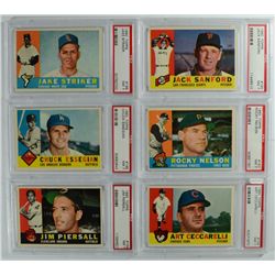 6 - 1960 TOPPS #156,157,159,165,166,169.  ALL PSA NM 7.