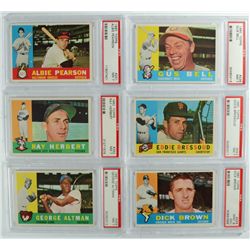 6 - 1960 TOPPS #235,241,252,253,256,259.  PSA 1--MINT 9 (OC), all the rest NM 7.