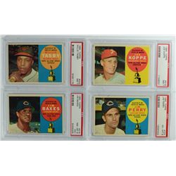4- 1960 TOPPS #318,319,322,324. PSA #318 - NM-MT8 O/C, #319 & 322 NM 7,