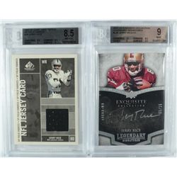 2 - JERRY RICE BECKETT GRADED CARDS, AUTOGRAPHED & JERSEY