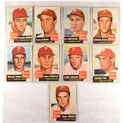 1953 TOPPS BASEBALL PHILLIES TEAM LOT (9 DIFFERENT) MOSTLY EX-EX+, 1-VG