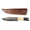 Image 2 : 10 3/4in Genuine Damascus Steel knife with Buffalo Horn/Bone Handle.