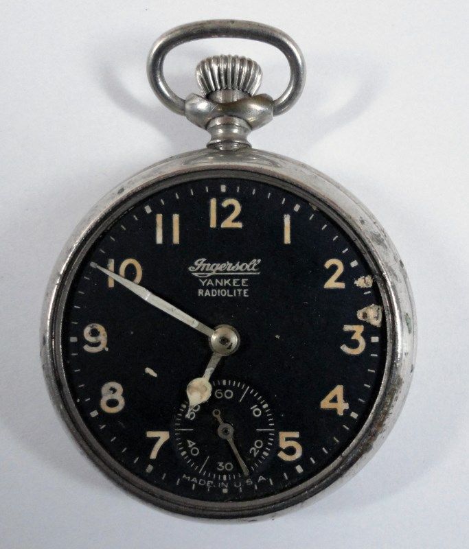 INGERSOLL YANKEE RADIOLITE POCKET WATCH, NO CRYSTAL