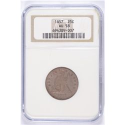 1857 SEATED QUARTER NGC AU-58
