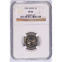 1942 PROOF JEFFERSON NICKEL NGC PF-66
