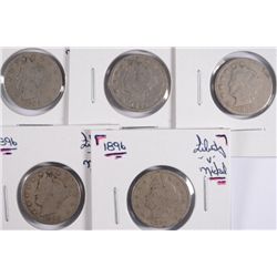 (5) 1896 V-NICKELS