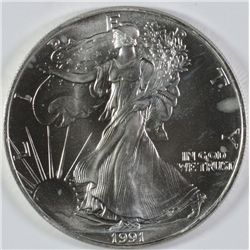 1991 AMERICAN SILVER EAGLE GEM BU!