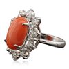 Image 4 : 14KT White Gold 5.19ct Coral and Diamond Ring