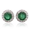 Image 1 : 18KT White Gold 3.40ctw Emerald and Diamond Earrings