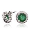 Image 2 : 18KT White Gold 3.40ctw Emerald and Diamond Earrings