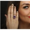 Image 2 : 14KT White Gold 7.81ct Amethyst and Diamond Ring