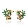 Image 2 : 18KT Yellow Gold 0.95ctw Emerald and Diamond Earrings