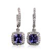 Image 1 : 14KT White Gold 2.50ctw Tanzanite and Diamond Earrings