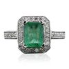 Image 3 : 14KT White Gold 1.27ct Emerald and Diamond Ring