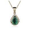 Image 1 : 14KT Yellow Gold 2.58ct Emerald and Diamond Pendant With Chain