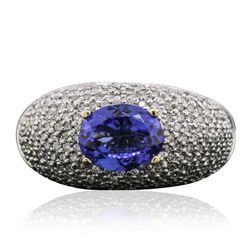 14KT White Gold 1.85ct Tanzanite and Diamond Ring