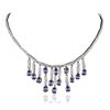 Image 3 : 14KT White Gold 8.12ctw Tanzanite and Diamond Necklace