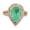 Image 3 : 14KT Yellow Gold 2.88ct Emerald and Diamond Ring