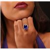 Image 1 : 14KT Yellow Gold 16.75ct GIA Certified Tanzanite and Diamond Ring