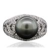 Image 1 : 18KT White Gold Pearl and Diamond Ring
