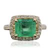 Image 1 : 14KT Yellow Gold 3.47ct Emerald and Diamond Ring