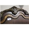Image 2 : HEAVILY CARVED WITH INLAY KING SIZE HEADBOARD AND FOOTBOARD