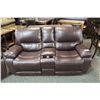 Image 2 : DARK BROWN LEATHER 2 SEAT RECLINING LOVE SEAT WITH MATCHING ROCKING/RECLINING ARM CHAIR