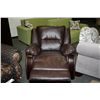 Image 2 : DARK BROWN LEATHER ROCKING / RECLINING ARM CHAIR