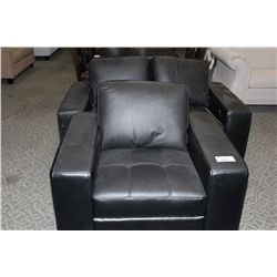 BLACK LEATHER LOVESEAT AND CHAIR SET