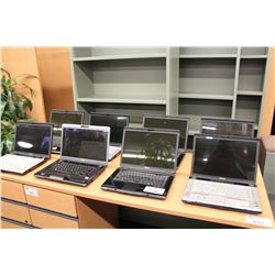 LOT OF 8 LAPTOP COMPUTERS, NO HARD DRIVES, NO POWER SUPPLIES