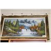 Image 1 : FRAMED ORIGINAL PAINTING - MOUNTAINOUS WATERFALL