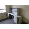 Image 1 : CONTENTS OF BACK OFFICE INCLUDING: L-SHAPED DESK, SIDE DESK, HUTCH, PEDESTAL AND 2 CHAIRS