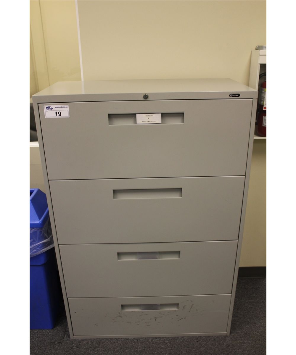 Grey Global 4 Drawer Lateral File Cabinet