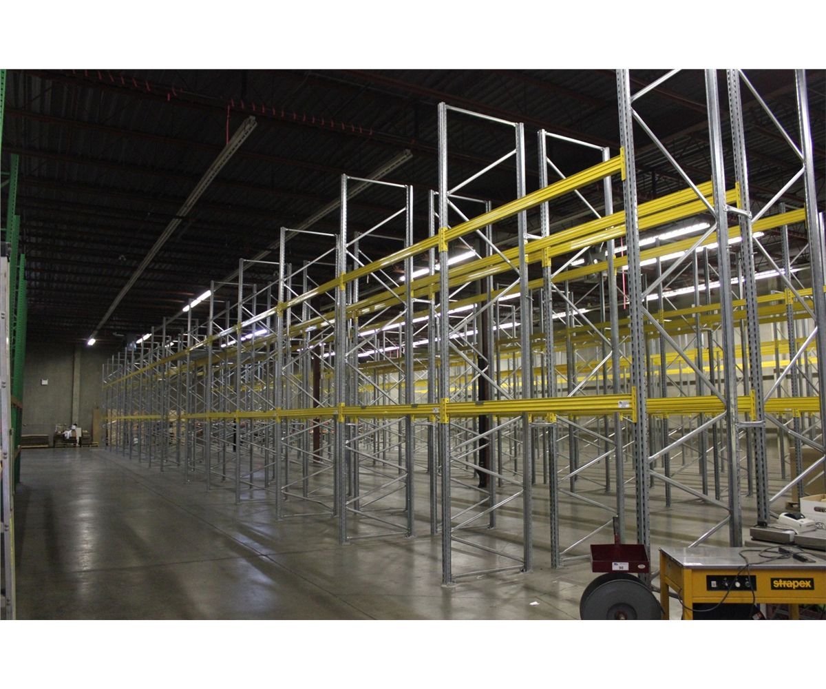Yellow Racking Bars 1 SECTION OF METALSISTEM YELLOW AND GREY PALLET RACKING