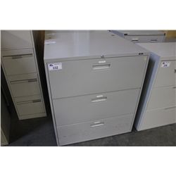 GREY 3 DRAWER LATERAL FILE CABINET