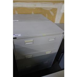 GREY 3 DRAWER LATERAL FILE CABINET