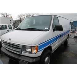 2001 FORD E-350 SUPER DUTY, CARGO VAN, WHITE, VIN # 1FTSS34S71HB65076