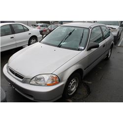 1998 HONDA CIVIC CX, 2 DOOR HATCHBACK, GREY, VIN # 2HGEJ6327WH010274
