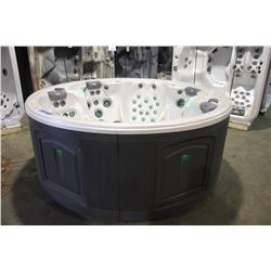 CLEARWATER SPAS MONTE CARLO 5 PERSON HOT TUB, CAMEO INTERIOR, CHARCOAL CABINET, OZONE, 2 PUMPS -