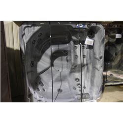 MERMAID SPAS 6 PERSON HOT TUB, STORM CLOUDS INTERIOR, GREY CABINET, OZONE, 1 PUMP - 3HP, 2SP (8.8