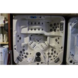MERMAID ST ANDREW SPAS 5 PERSON HOT TUB, SIERRA INTERIOR, COASTAL GREY CABINET, BISTRO TABLE,