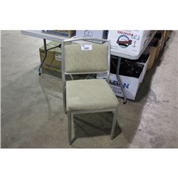 GLOBAL BEIGE PATTERNED METAL FRAMED STACKING EVENT CHAIR