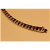 Image 2 : ONE STERLING SILVER PROMOTIONAL QUALITY NATURAL BLUE SAPPHIRE & RUBY BRACELET.  CHANNEL SET WITH 42