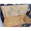 Image 2 : HAND CARVED CEDAR BOX, 23" W X 10.5" D X 9" H