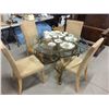 Image 1 : Metal and Beveled Glass Dining Table & 4 Chairs