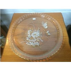 Glass Floral Serving Plate (11.5" diameter)