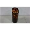 Image 2 : Vintage Hand Blown Amber Spotted Glass Vase (8" high)