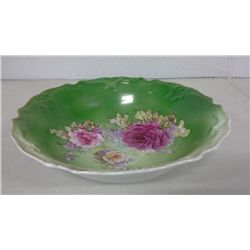 Antique Porcelain Floral Bowl (9.75" diameter)